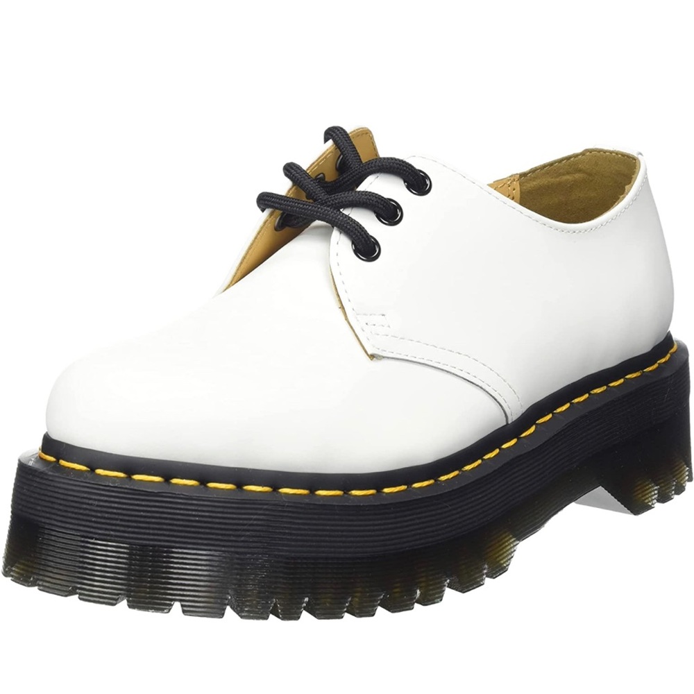 Dr Marten White Platform Shoes - 1461 Smooth Leather